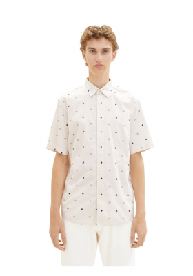  TOM TAILOR DENIM 6245, Fehér, Virágmintás Rövid Ujjú Ing