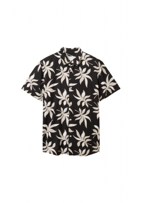 TOM TAILOR DENIM 1384 Fekete Levélmintás Rövid Ujjú Ing