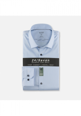 OLYMP No. Six 24/Seven 2546, Kék Hosszú Ujjú Ing, Super slim, Modern Kent 