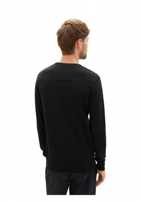TOM TAILOR 2819, Fekete Hosszú Ujjú Kötött Pulóver