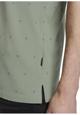 TOM TAILOR DENIM Small Leaves Print 8753, Zöld Rövid Ujjú Ingpóló