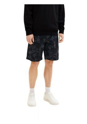 TOM TAILOR DENIIM 7194, Fekete, Nyomott Mintás Batikolt Rövidnadrág