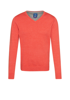 TOM TAILOR Basic V-Neck 1321, Korallpiros Melanzs Kötött Pulóver