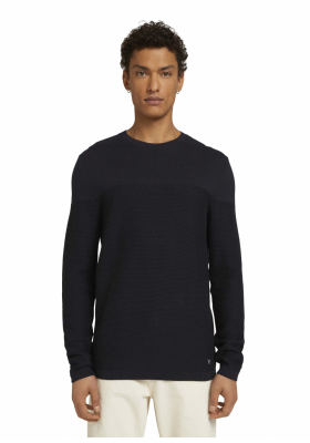 TOM TAILOR DENIM Structured 7169, Kék Kötött Pulóver