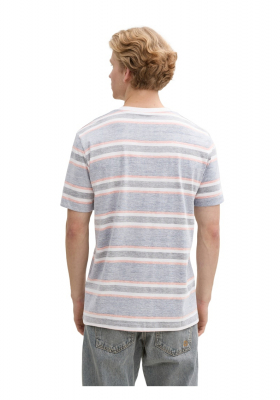 TOM TAILOR DENIM 5026, Kék Csíkos Rövid Ujjú Póló