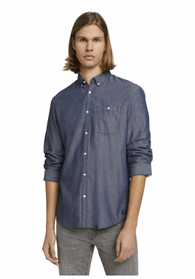 TOM TAILOR DENIM Turn Up 4719, Kék Rövid Ujjú Ing