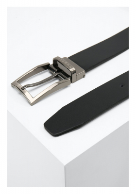 BUGATTI 1373, Fekete-Barna Bőr Öv, Kétoldalas