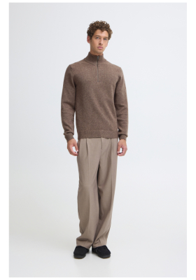 CASUAL FRIDAY Paco 6387, Barna Kötött Cipzáros Pulóver