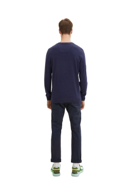 TOM TAILOR Basic O-Neck 7661, Sötétékék Kötött Pulóver