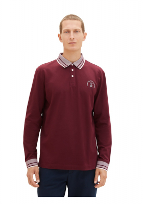 TOM TAILOR 9565, Bordó Hosszú Ujjú Ingpóló