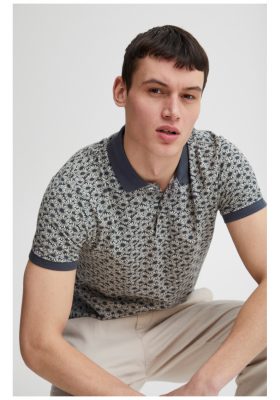 CASUAL FRIDAY Tristan 4721, Kék, Virágos Mintás Rövid Ujjú Ingpóló