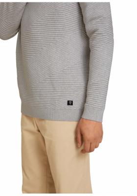 TOM TAILOR DENIM Geometric 8385, Szürke Kötött Pulóver