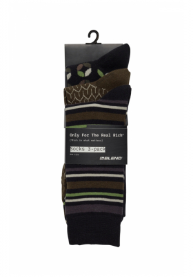 BLEND 3-Pack 4658, Barna Mintás Magasszárú Zokni