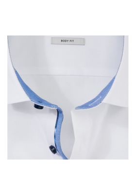 OLYMP Level Five 2090, Fehér Hosszú Ujjú Ing, Body fit, Modern Kent