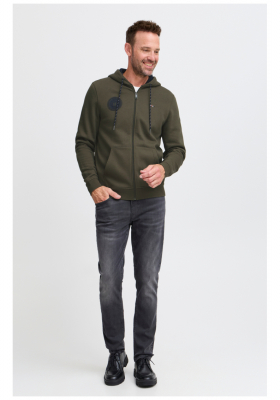 FQ1924 William 0714, Zöld Cipzáros Kapucnis Pulóver