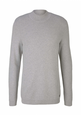 TOM TAILOR DENIM Geometric 8385, Szürke Kötött Pulóver