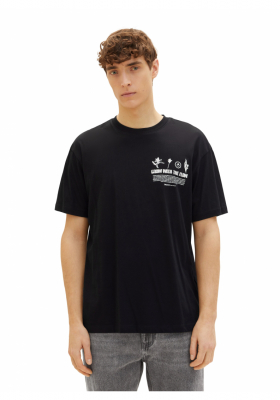 TOM TAILOR DENIM 5600, Fekete Rövid Ujjú Póló