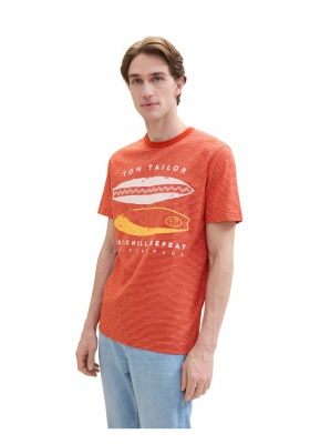 TOM TAILOR 1784, Narancs Rövid Ujjú Póló Surf