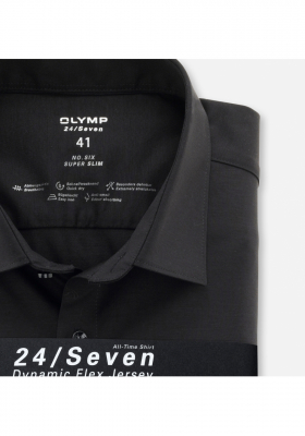 OLYMP No. Six 24/Seven 2503, Fekete Hosszú Ujjú Ing, Super slim, Urban Kent