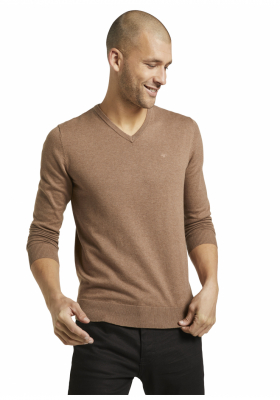 TOM TAILOR Basic V-Neck 2820, Barna Kötött Pulóver