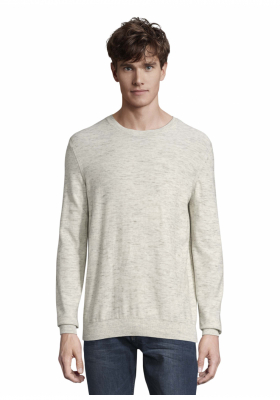 TOM TAILOR DENIM Melange 7172, Bézs Kötött Pulóver