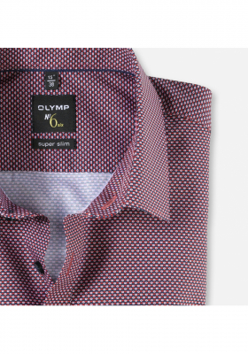 OLYMP No. Six 2510, Piros Hosszú Ujjú Ing, Super slim, Urban Kent