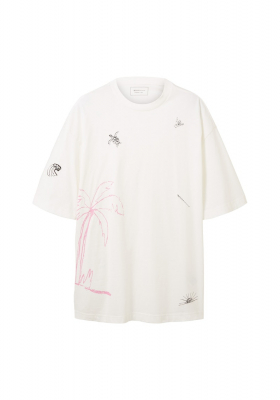 TOM TAILOR DENIM 6483, Fehér Oversize Rövid Ujjú Póló