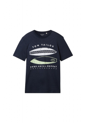TOM TAILOR 1784, Kék Rövid Ujjú Póló Surf
