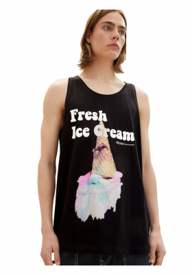 TOM TAILOR DENIM 6469, Fekete Ujjatlan Fagyis Póló