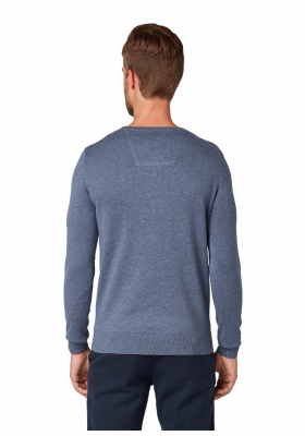 TOM TAILOR Basic O-Neck 2819, Kék Kötött Pulóver