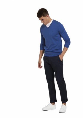TOM TAILOR Basic V-Neck 2820, Kék Kötött Pulóver