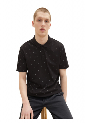 TOM TAILOR DENIM 5287 Fekete Rövid Ujjú Ingpóló Smiley