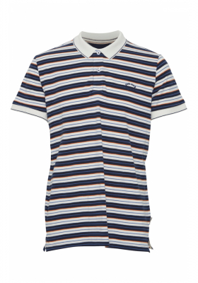 BLEND 5191, Kék-Piros, Csíkos Rövid Ujjú Ingpóló