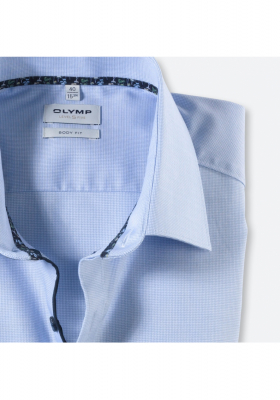 OLYMP Level Five 2059, Kék Hosszú Ujjú Ing, Body fit, New York Kent 