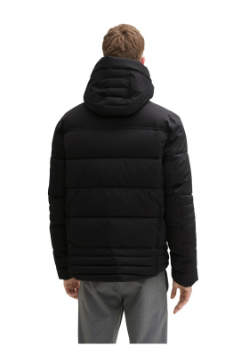 TOM TAILOR 1323, Fekete Bélelt Téli Kapucnis Dzseki