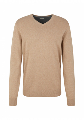 TOM TAILOR 2820, Barna Kötött V-Nyakú Pulóver