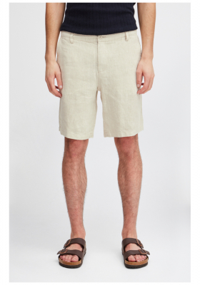 CASUAL FRIDAY Pandrup 5166, Krémszínű Lenvászon Rövidnadrág