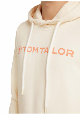 TOM TAILOR Printed 0553, Bézs Kapucnis Pulóver