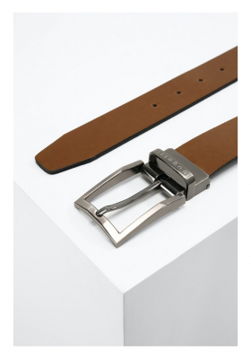 BUGATTI 1373, Barna-Fekete Bőr Öv, Kétoldalas