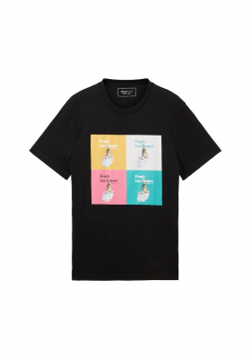 TOM TAILOR DENIM 6470, Fekete, Fagyis Rövid Ujjú Póló