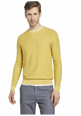 TOM TAILOR Structured 7181, Sárga Kötött Pulóver