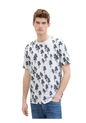 TOM TAILOR 0997, Fehér Pálmafás Rövid Ujjú Póló