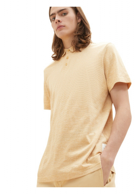 TOM TAILOR DENIM 5883, Világosbarna Csíkos Rövid Ujjú Ingpóló