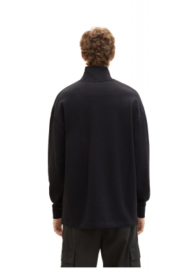 TOM TAILOR DENIM 9485, Fekete Cipzáros Pulóver