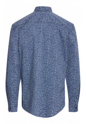 BLEND Aaron 8101, Kék Virágmintás Hosszú Ujjú Ing