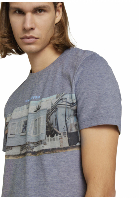 TOM TAILOR DENIM Photoprint 5125, Kék Rövid Ujjú Póló