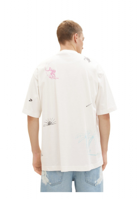 TOM TAILOR DENIM 6483, Fehér Oversize Rövid Ujjú Póló