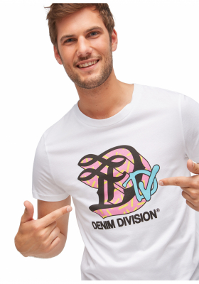 TOM TAILOR DENIM Division 3338, Fehér Rövid Ujjú Póló