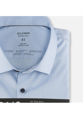 OLYMP No. Six 24/Seven 2546, Kék Hosszú Ujjú Ing, Super slim, Modern Kent 