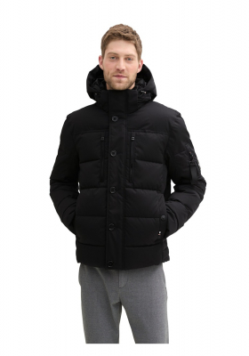 TOM TAILOR 1323, Fekete Bélelt Téli Kapucnis Dzseki